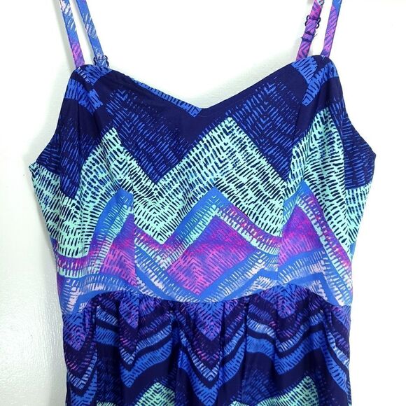 AEO Arty Chevron Strappy Mini Dress w Pockets - Picture 2 of 9